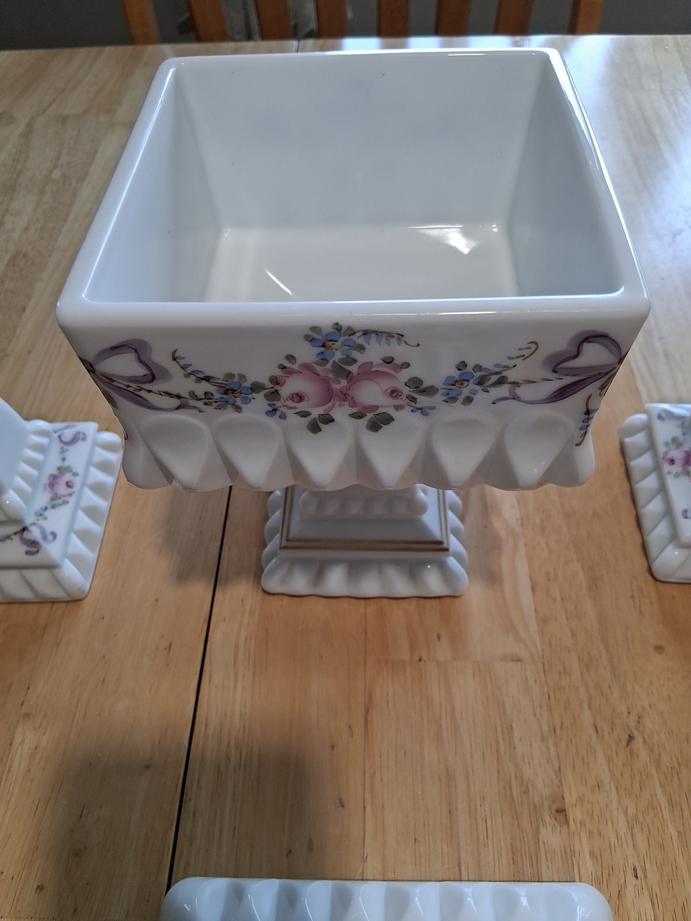 Westmoreland Milk Glass Bridal Bowl with Matching Candlesticks - White - Picture 6 of 11
